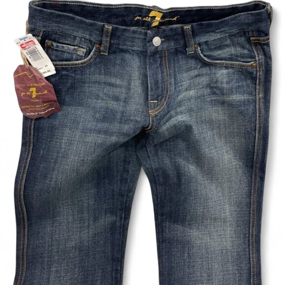 7 For All Mankind Flare Size 29 USA Made Denim Jeans 30 x 32 NEW Dead Stock VTG - Picture 3 of 15